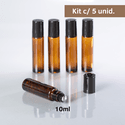 Frasco de Vidro Âmbar Roll-on Grosso 10ml Preto