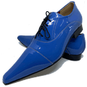 Sapato Masculino Italiano Executivo em Couro Azul Envernizado Ref: D348 - Outlet