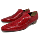 Mocassim Masculino em Couro Croko Vermelho - Ref: 389