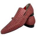 Sapato Masculino Italiano Executivo em Couro Vermelho Trançado Ref: D550 - Outlet