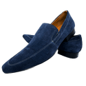 Mocassim Masculino Italiano Em Couro Azul Camurça Ref: D722
