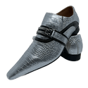 Sapato Masculino Italiano Em Couro Croko Prateado Ref: D724 Outlet