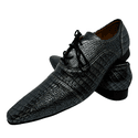 Sapato Masculino Italiano em Couro Preto estilo Croco com Cadarço Ref: 946 