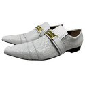 Sapato Masculino Italiano Couro Branco Social com Fivela Dourada Ref: 949 