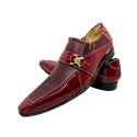 Sapato Masculino Italiano Couro Bordô e Fivela Dourada Ref: 965