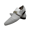 Sapato Masculino Italiano Couro Branco Com Fivela Dourada Ref: 975