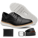 Sapato Oxford Masculino Conforto + Carteira + Cinto - Preto