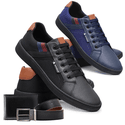 Combo 2 Pares de Sapatenis Vegas + Carteira e Cinto - Azul e Preto