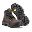 Bota Masculina Robusta Adventure Couro Legítimo Biqueira Reforçada - Café
