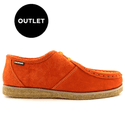 Outlet Sapato London Clássico couro camurça laranja solado crepe borracha látex.