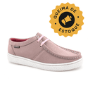 Sapato London Sport couro rosa claro, sola borracha e palmilha anatômica.