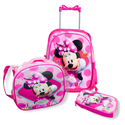  KIT ESCOLAR MOCHILA DE RODINHA, LANCHEIRA E ESTOJO MINNIE