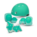 Kit Capacete Cotoveleira Joelheira Infantil Verde