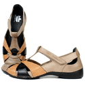 Sapatilha Feminina em Couro Legítimo e Palmilha Gel - Fendi/Laranja/Preto - Sola Preta (AL042) 
