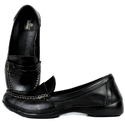 Mocassim Feminino em Couro Legítimo e Palmilha Gel - Preto - Sola Preta (AL070)