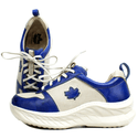 Tênis Feminino em Couro Legítimo com Palmilha em Gel - Off White/Royal - Sola Off (CAF001)
