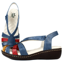 Sandália Feminina Anatômica em Couro Legítimo e Palmilha Gel - Azul/Vermelho/Amarelo (MA014)