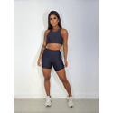 Conjunto Shorts Bolso Top Camiseta Preto