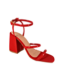 Sandália Feminina Salto Médio Com Tiras 12001 Napa Vermelho