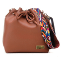 Bolsa Saco Pequena Ombro Caramelo Com Alças Coloridas Prática e Elegante - Gouveia Costa