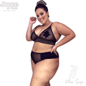 Conjunto Premium Plus Size Ilusion Tulle Flor Grippir elastico na base Preto 168.27