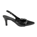 Scarpin Slingback Lais Bico Fino Detalhe Fivela Preto