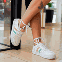 Tênis Casual Hannah Em Couro Branco/ Verde