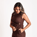 Blusa Detalhe Dourado Lud Marrom
