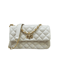 Bolsa Lavínia Couro OffWhite com Ferragens Dourada