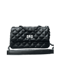Bolsa Lavínia Couro Preto com Ferragens Grafite