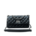 Bolsa Lavínia Couro Preto com Ferragens Prata