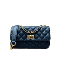 Bolsa Lavínia Couro Azul Marinho com Ferragens Dourada