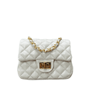 Bolsa Kiara Pequena Couro Off White com Ferragens Dourada