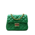 Bolsa Kiara Pequena Couro Verde Bandeira com Ferragens Dourada