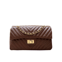 Bolsa Kiara Média Chevron Couro Marrom 