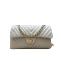 Bolsa Kiara Média Chevron Couro Off White
