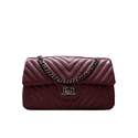 Bolsa Kiara Média Chevron Couro Cabernet Grafite