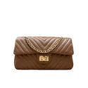 Bolsa Kiara Média Chevron Couro Caramelo