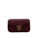 Bolsa Giulia Couro Croco Cabernet com Ferragens Douradas