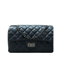 Bolsa Kiara Média Couro Azul Marinho com ferragens Grafite