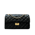 Bolsa Kiara Média Couro Preto com Ferragens Dourada