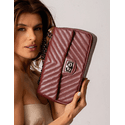 Bolsa Kiara Média Chevron Couro Cabernet Grafite
