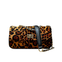 Bolsa Lavínia Couro Animal Print Onça com Preto