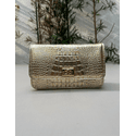Bolsa Livia Couro Croco Metalizado Ouro Light