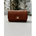 Bolsa Livia Couro Croco Caramelo