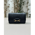 Bolsa Luna Couro Croco Preto