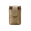 Porta Celular Mia em Couro Croco Nude