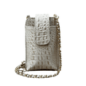 Porta Celular Mia em Couro Croco Off White