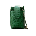 Porta Celular Mia em Couro Croco Verde 