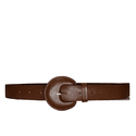 Cinto de Couro Milão Marrom com Fivela Meia Lua